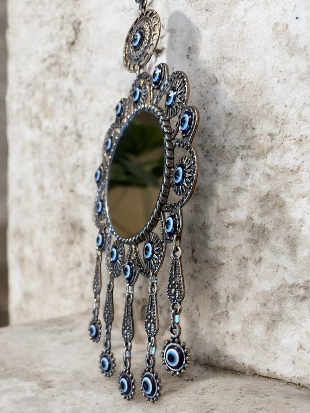 Antique Silver Mirror Amulets Decorative Wall Accent - Picture 8 of 9